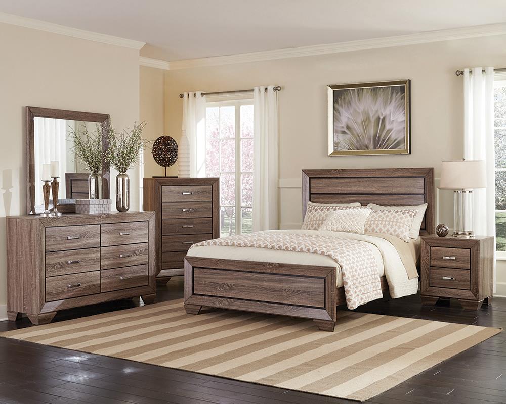 Kauffman Transitional Washed Taupe Eastern King Four-Piece Set - ATL FURNITURE