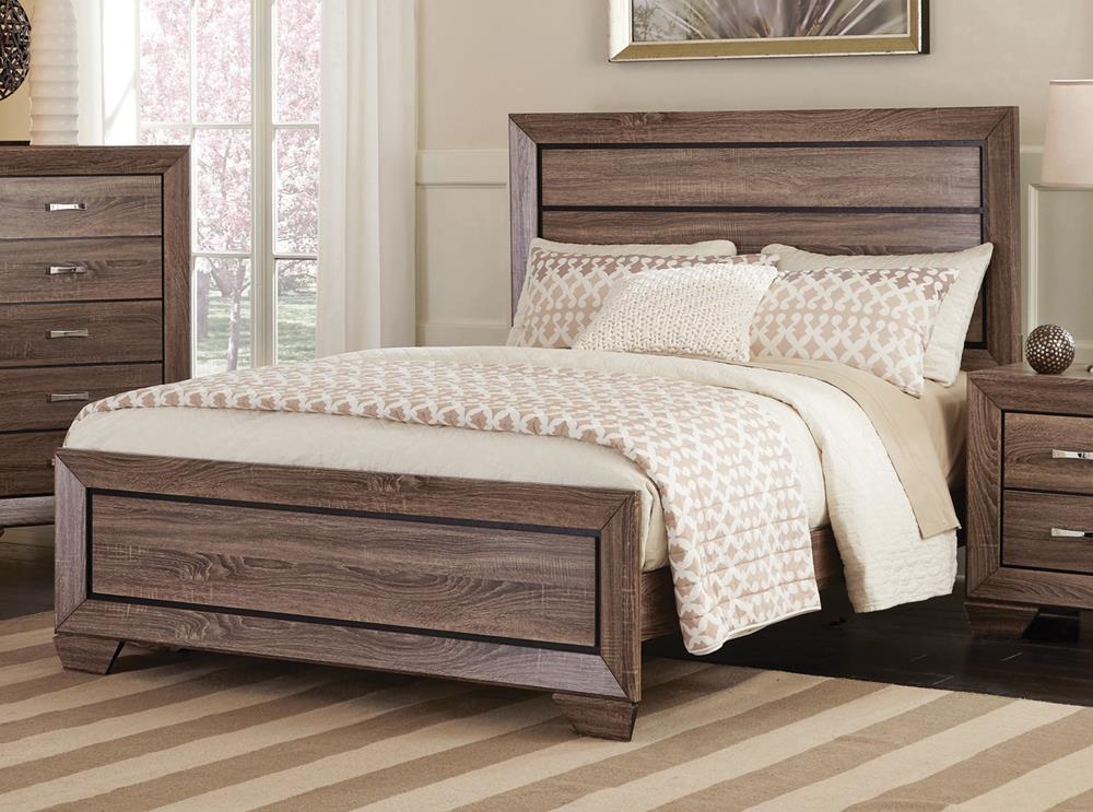 Kauffman Transitional Washed Taupe Eastern King Bed - ATL FURNITURE