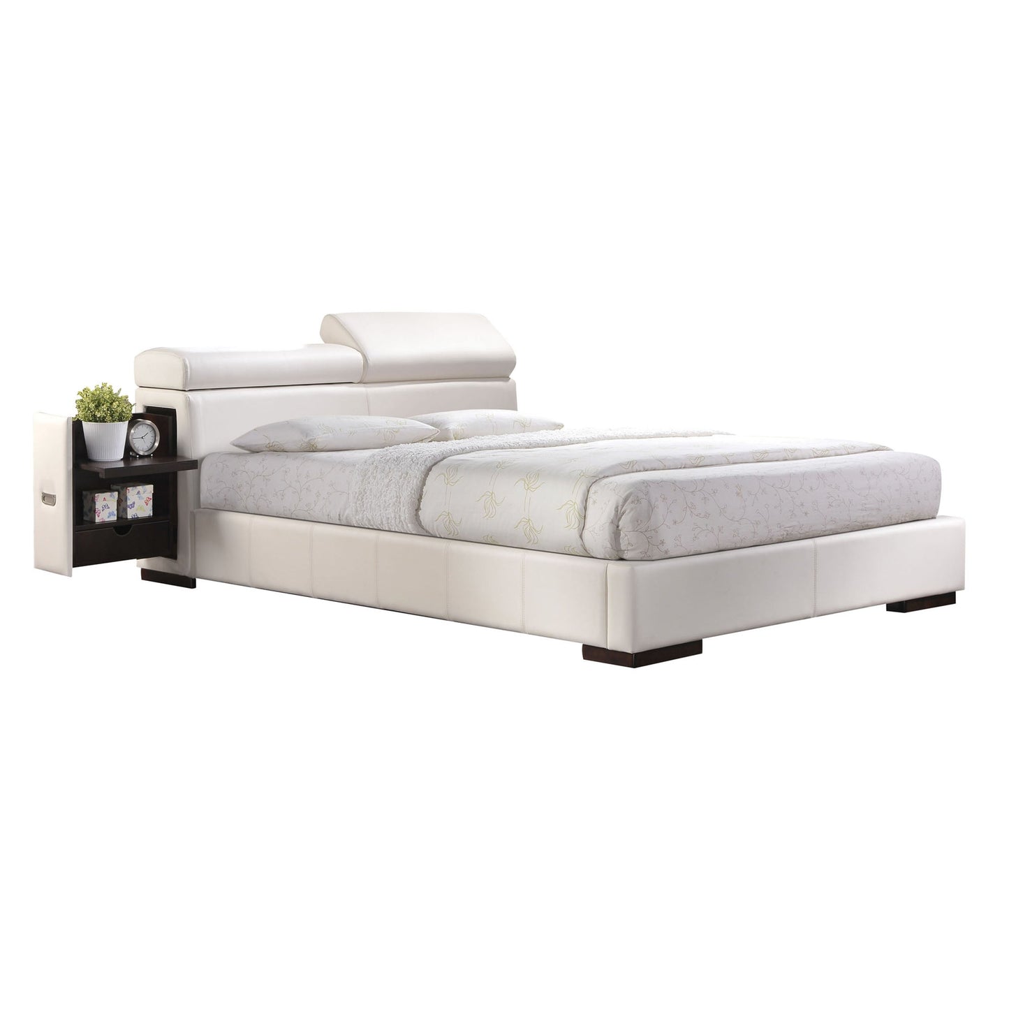 Manjot White PU Eastern King Bed - ATL FURNITURE