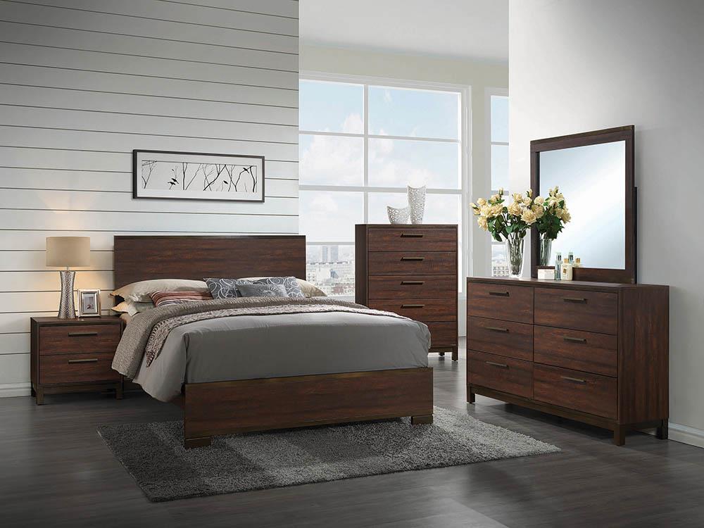 Edmonton Transitional Rustic Tobacco Eastern King Bed - ATL FURNITURE