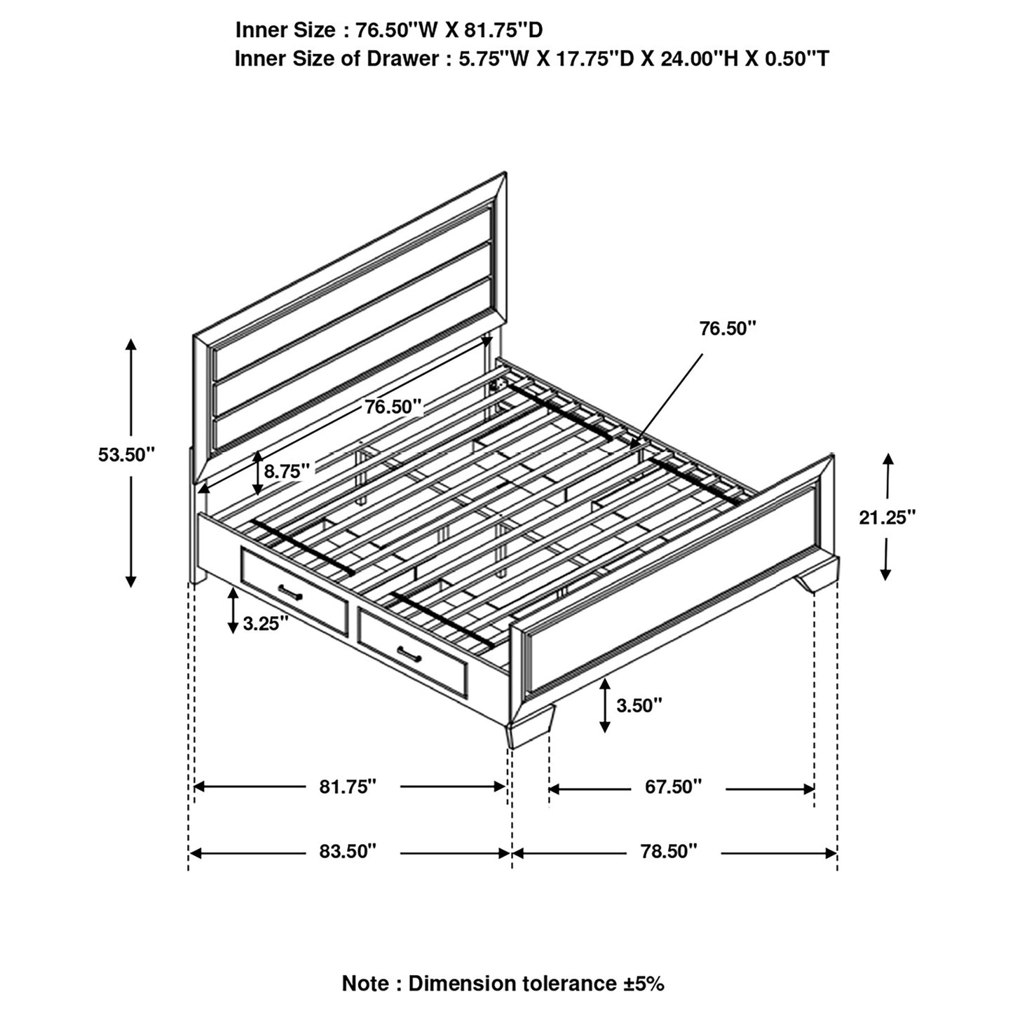 Kauffman Wood Eastern King Storage Panel Bed Dark Cocoa