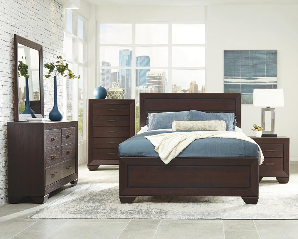 Fenbrook Transitional Dark Cocoa Eastern King Four-Piece Set - ATL FURNITURE