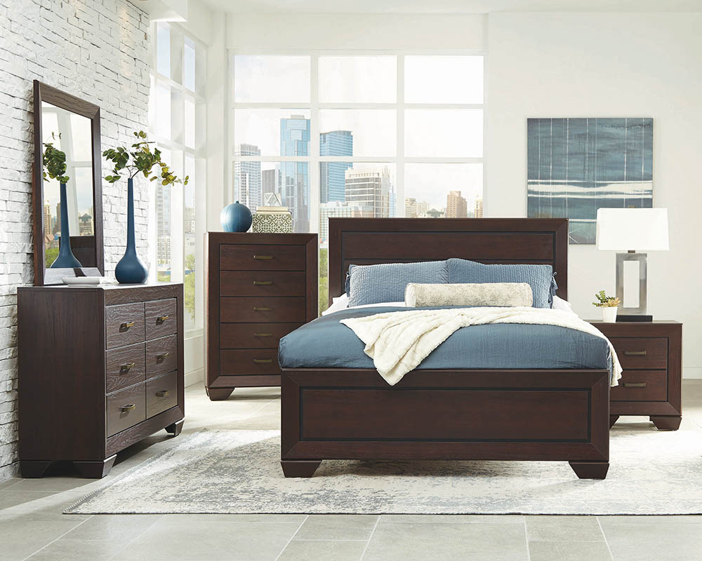 Kauffman Wood Queen Panel Bed Dark Cocoa