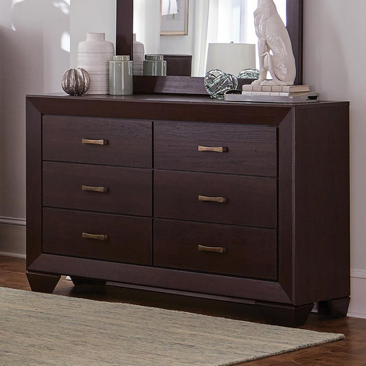 Fenbrook Dark Cocoa Six-Drawer Dresser - ATL FURNITURE