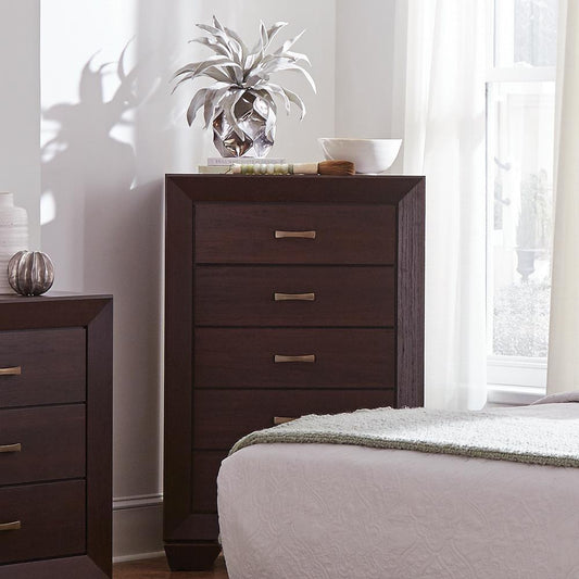 Fenbrook Dark Cocoa Five-Drawer Chest - ATL FURNITURE