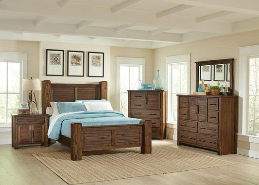 Sutter Creek Rustic Vintage Bourbon Eastern King Four-Piece Set - ATL FURNITURE