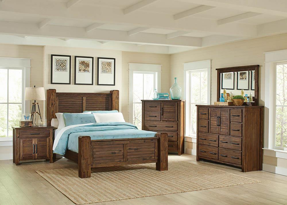 Sutter Creek Rustic Vintage Bourbon Queen Bed - ATL FURNITURE