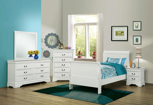 Louis Philippe Traditional White Twin Four-Piece Set - ATL FURNITURE