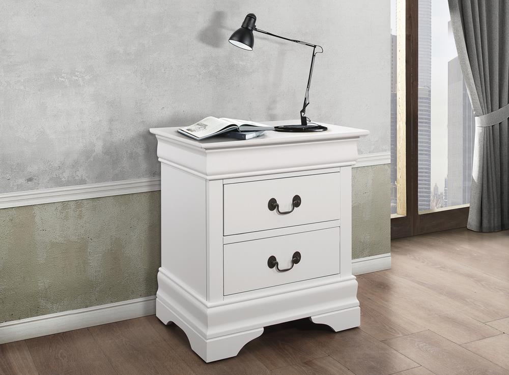 Louis Philippe White Two-Drawer Nightstand - ATL FURNITURE