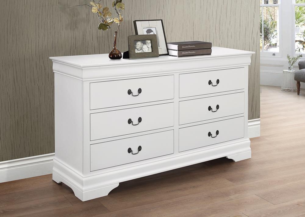 Louis Philippe White Six-Drawer Dresser - ATL FURNITURE