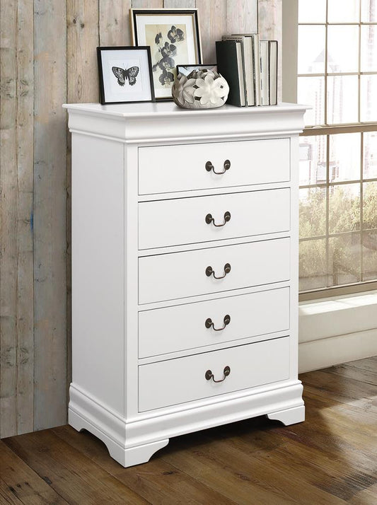 Louis Philippe White Five-Drawer Chest - ATL FURNITURE