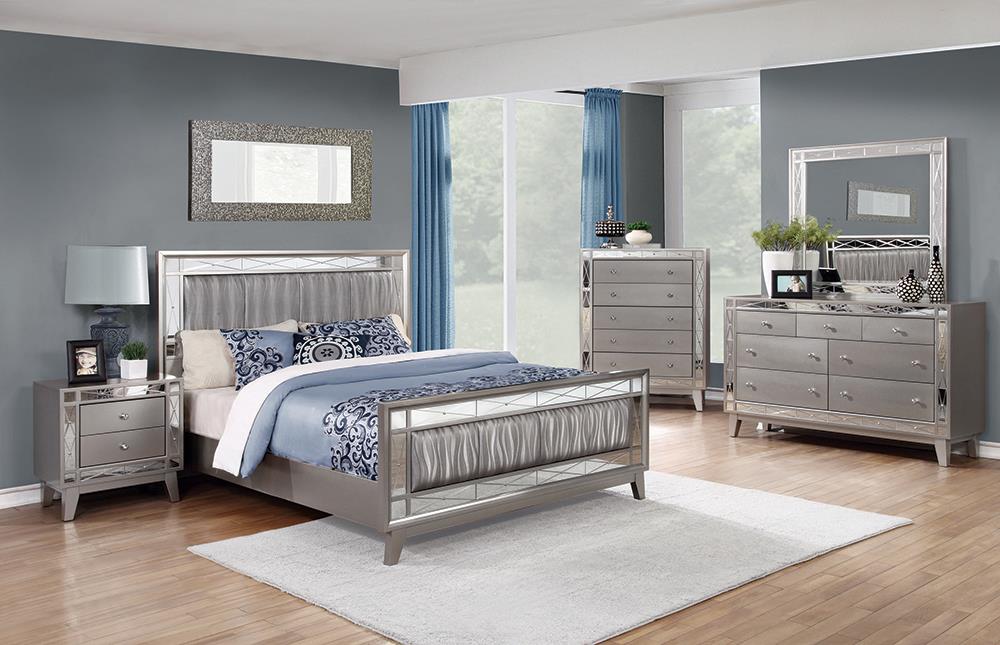 Leighton Contemporary Metallic Full Four-Piece Set - ATL FURNITURE