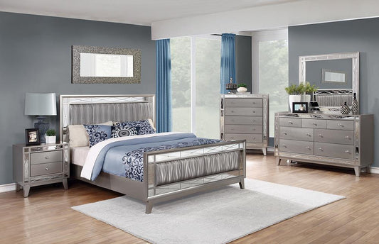 Leighton Contemporary Metallic Full Five-Piece Set - ATL FURNITURE