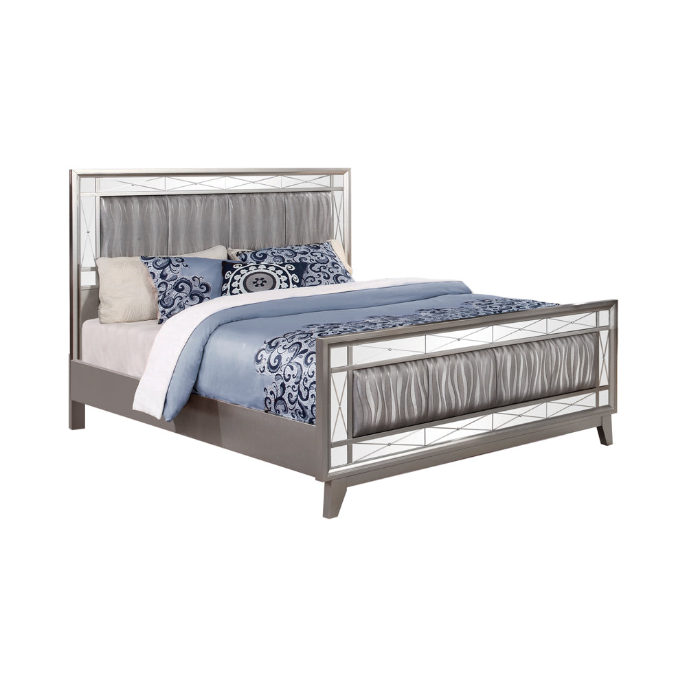 Leighton Wood Queen Panel Bed Metallic Mercury