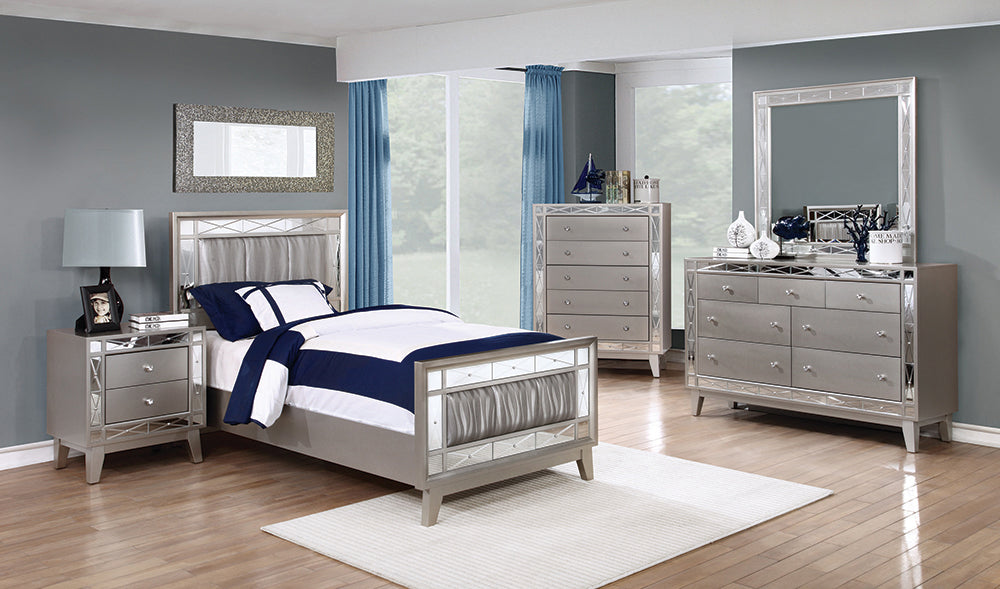 Leighton Wood Twin Panel Bed Metallic Mercury