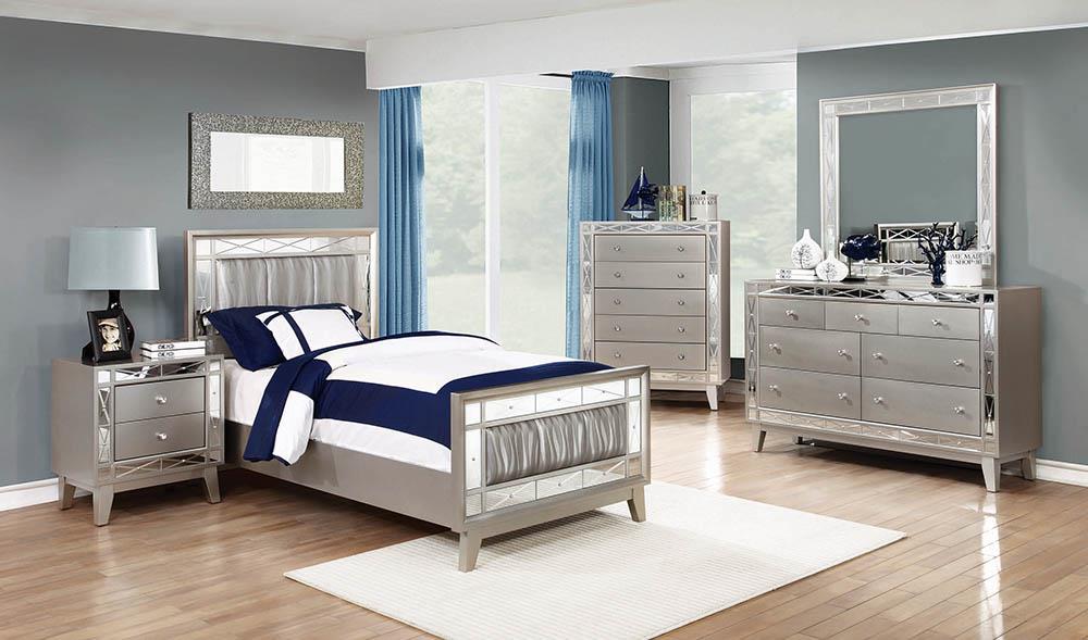 Leighton Contemporary Metallic Twin Bed - ATL FURNITURE