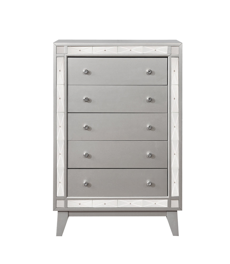 Leighton 5-drawer Bedroom Chest Metallic Mercury