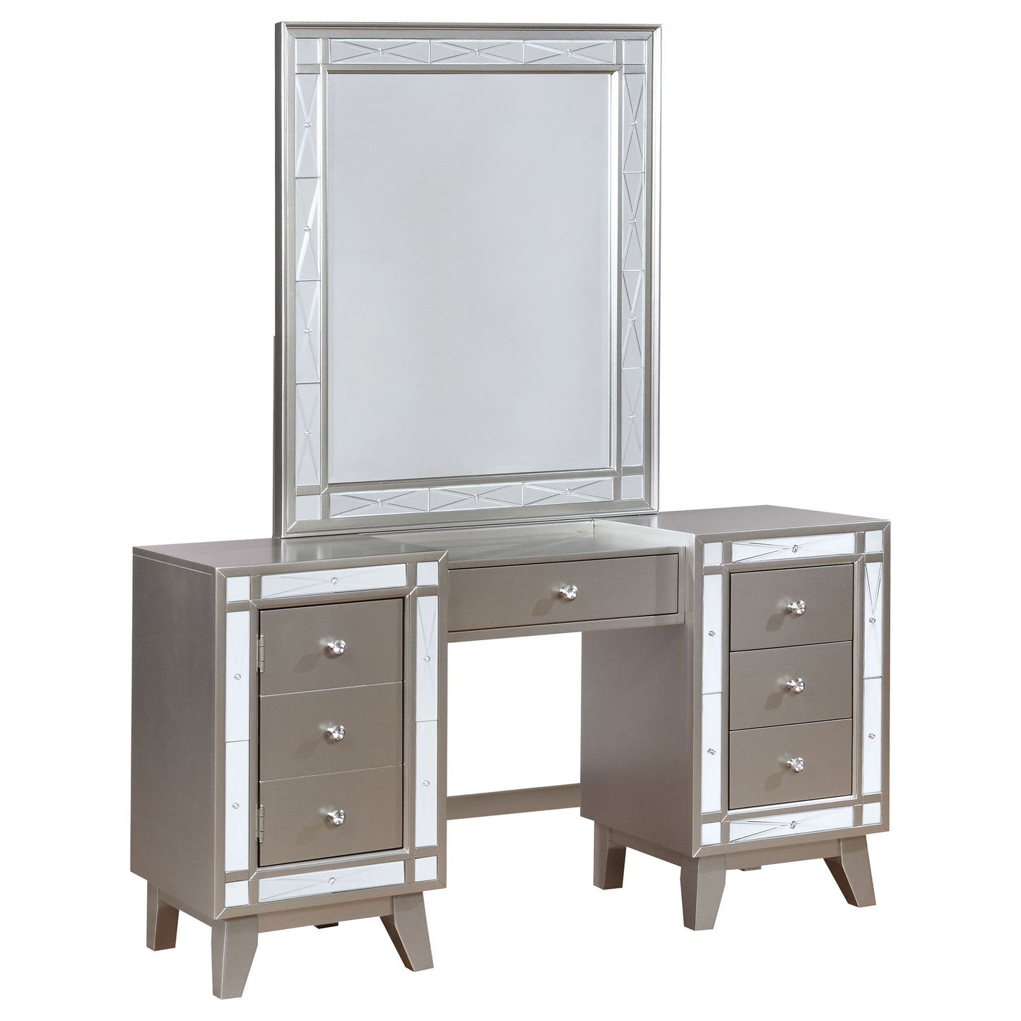 Leighton Vanity Table and Stool Set Metallic Mercury