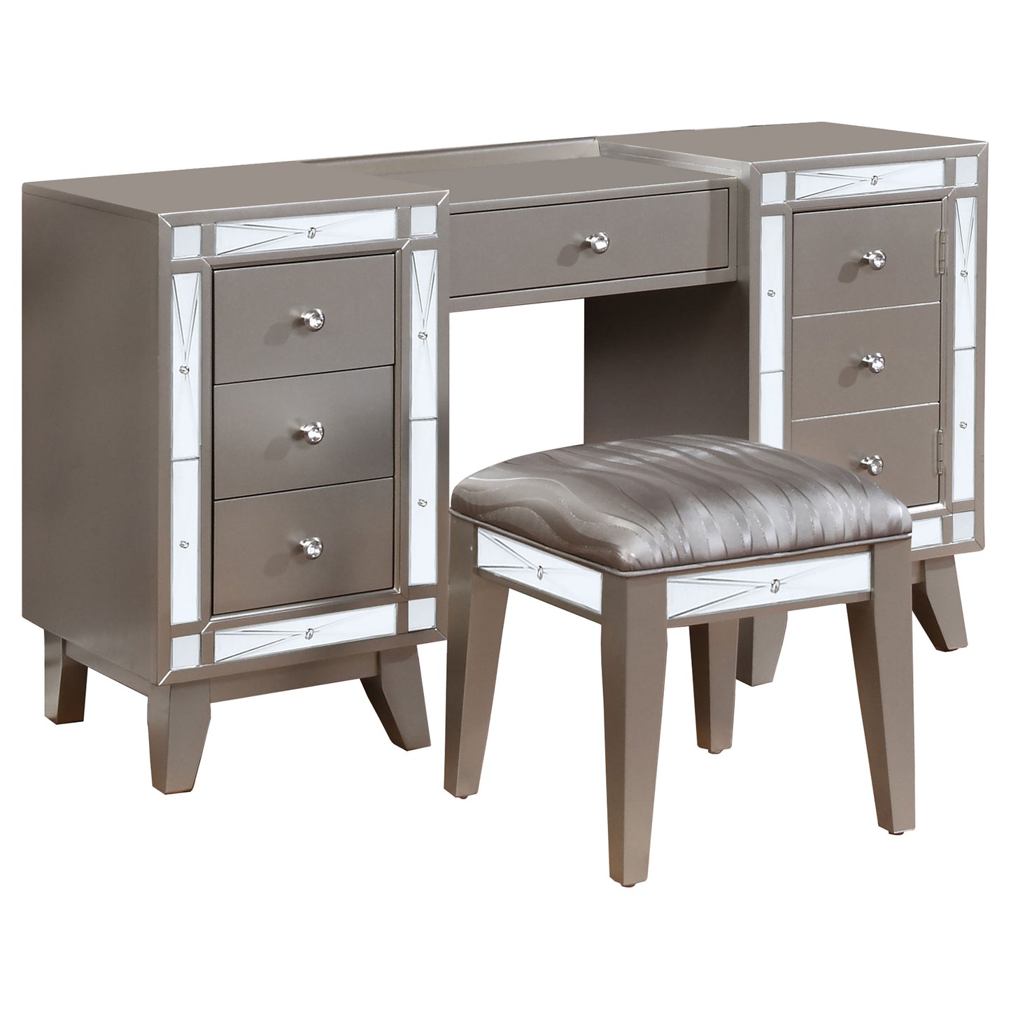 Leighton Vanity Table and Stool Set Metallic Mercury