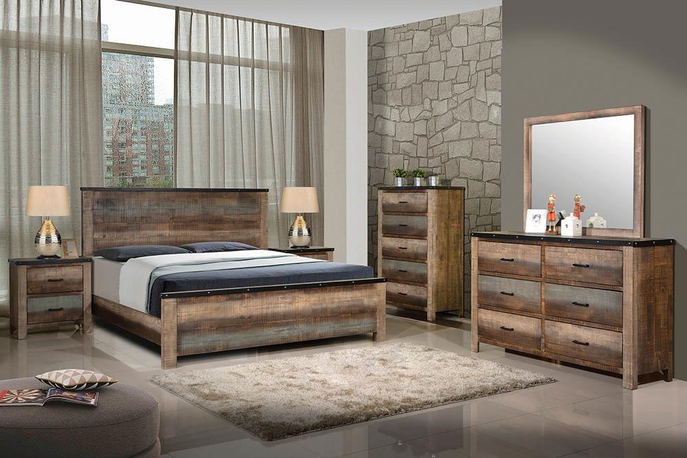 Sembene Bedroom Rustic Antique Multi-Color Eastern King Bed - ATL FURNITURE