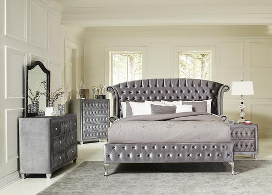 Deanna Bedroom Traditional Metallic Eastern King Four-Piece Set - ATL FURNITURE