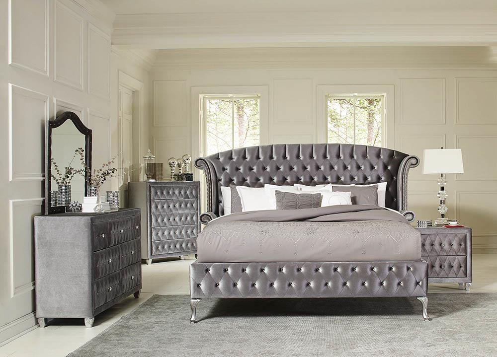 Deanna Bedroom Traditional Metallic Eastern King Bed - ATL FURNITURE