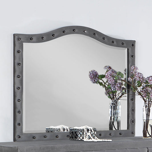 Deanna Button Tufted Dresser Mirror Grey