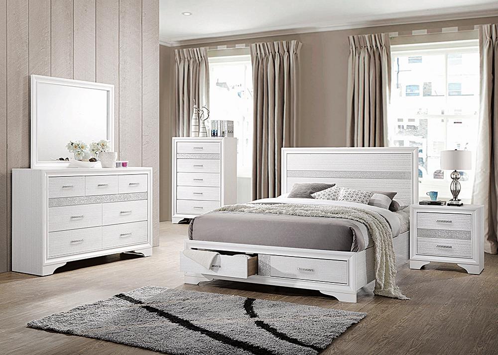 Miranda Contemporary White Queen Storage Bed - ATL FURNITURE