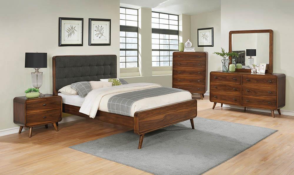 Robyn Mid-Century Modern Dark Walnut Eastern King Bed - ATL FURNITURE