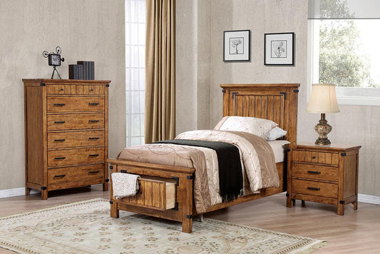 Brenner Rustic Honey Twin Four-Piece Set - ATL FURNITURE