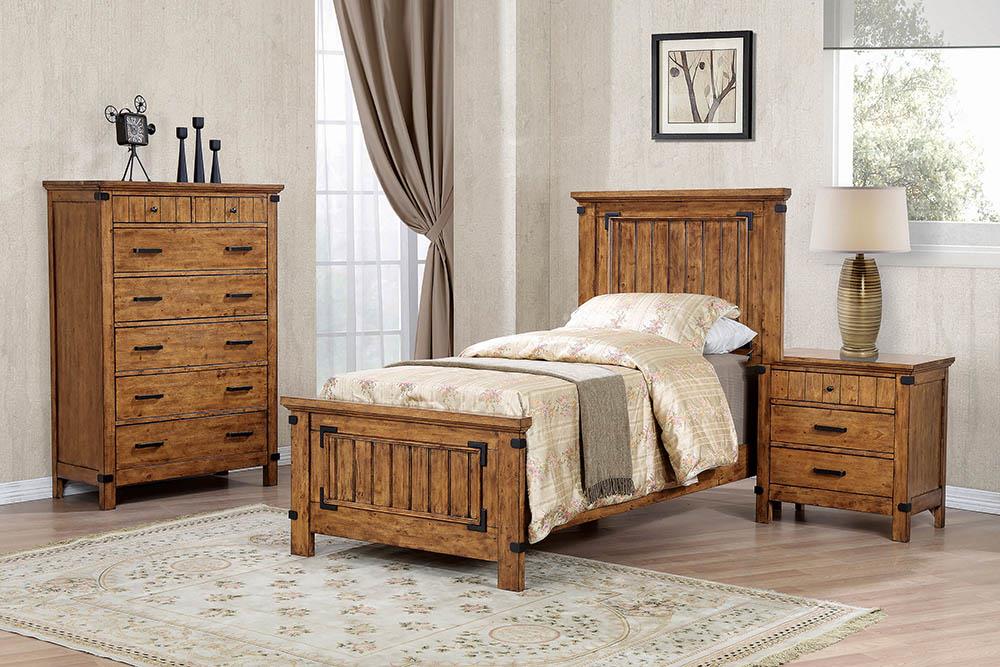 Brenner Rustic Honey Twin Bed - ATL FURNITURE