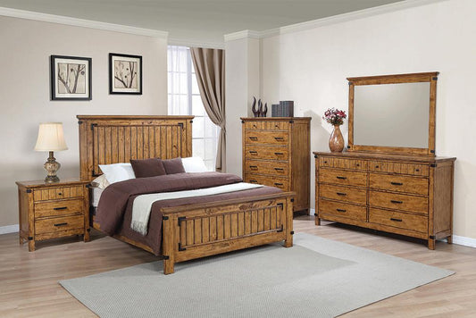 Brenner Rustic Honey Eastern King Four-Piece Set - ATL FURNITURE