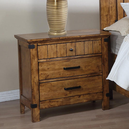 Brenner Rustic Honey Nightstand - ATL FURNITURE