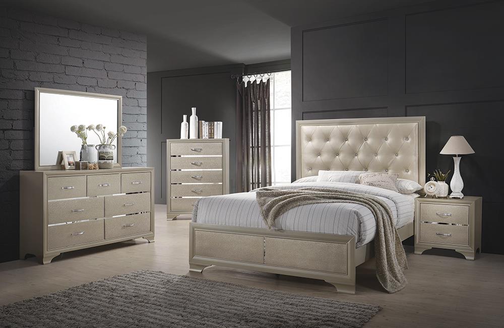 Beaumont Transitional Champagne Queen Bed - ATL FURNITURE