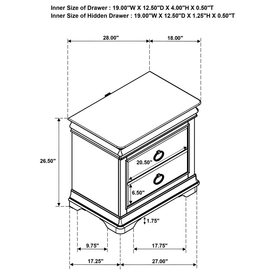 Garland 3-Drawer Nightstand Bedside Table Brown Cherry