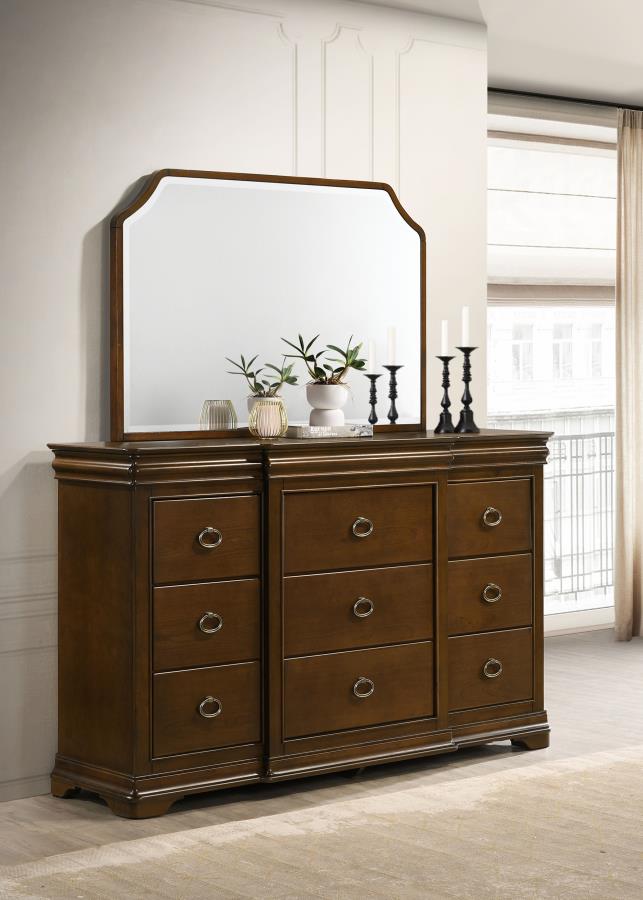 Garland 11-Drawer Bedroom Dresser With Mirror Brown Cherry