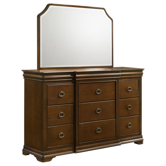 Garland 11-Drawer Bedroom Dresser With Mirror Brown Cherry
