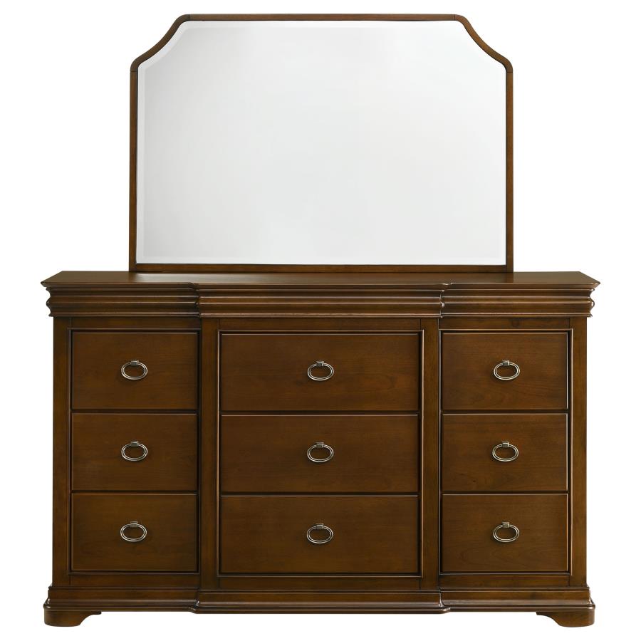 Garland 11-Drawer Bedroom Dresser With Mirror Brown Cherry