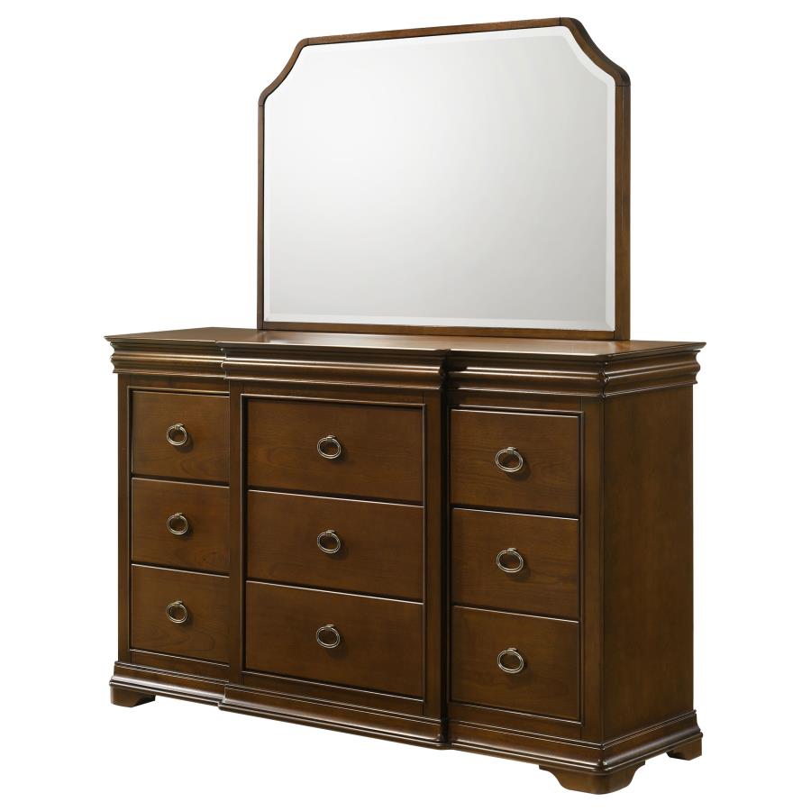 Garland 11-Drawer Bedroom Dresser With Mirror Brown Cherry