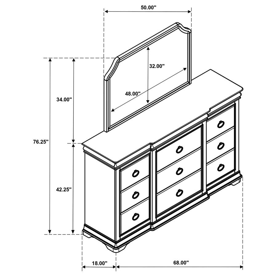 Garland 11-Drawer Bedroom Dresser With Mirror Brown Cherry