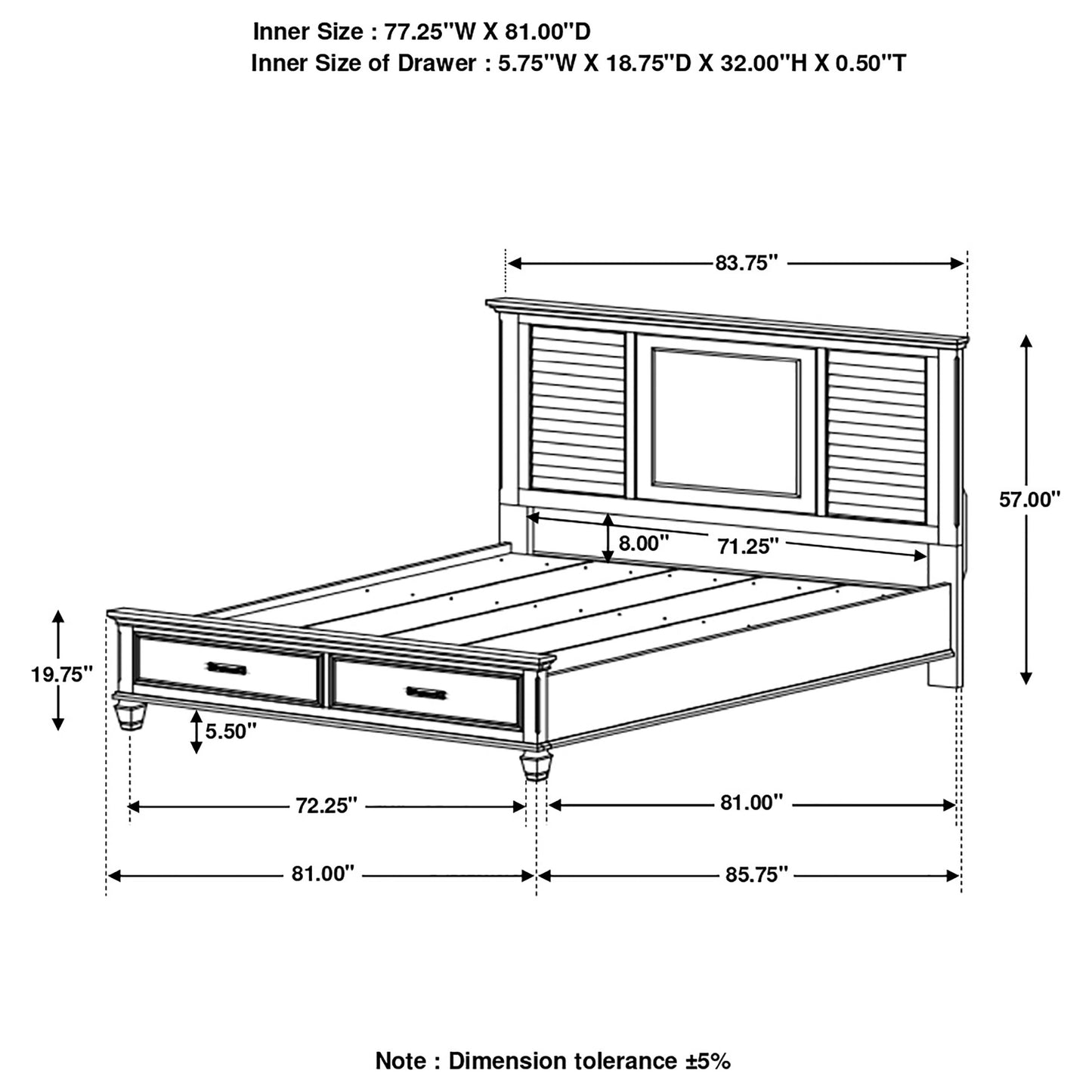 Franco Eastern King Storage Bed Antique White