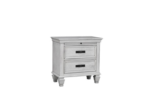 Franco Antique White Two-Drawer Nightstand With Tray - ATL FURNITURE