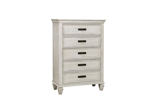 Franco Antique White Five-Drawer Chest - ATL FURNITURE