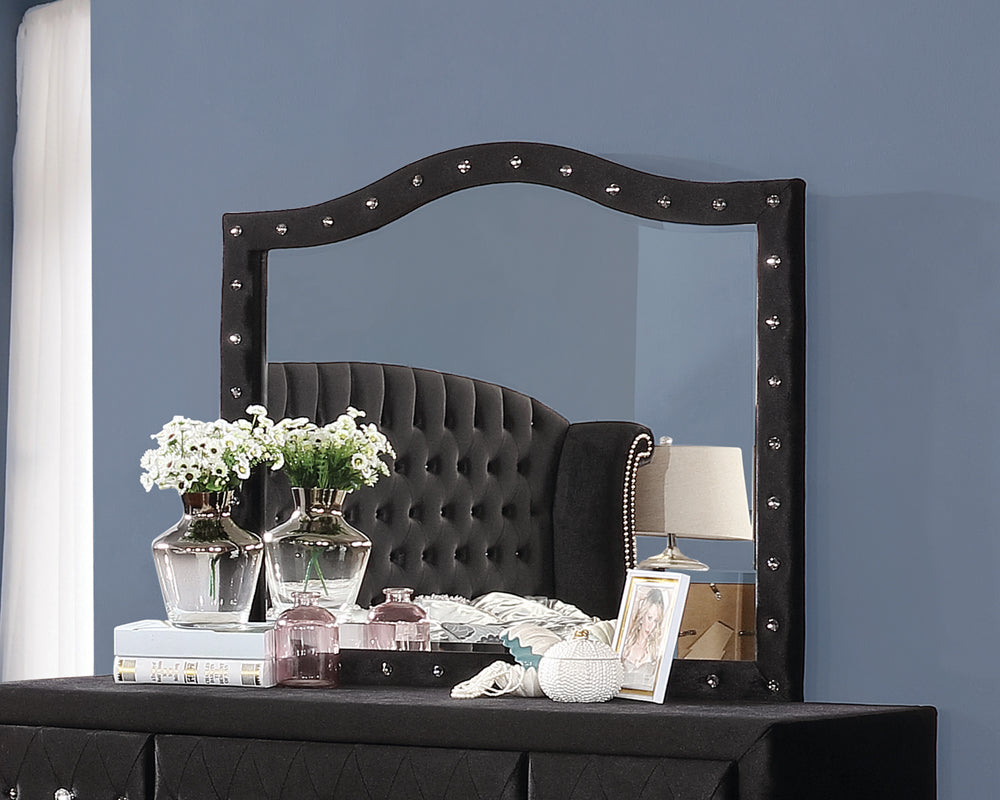 Deanna Upholstered Dresser Mirror Black