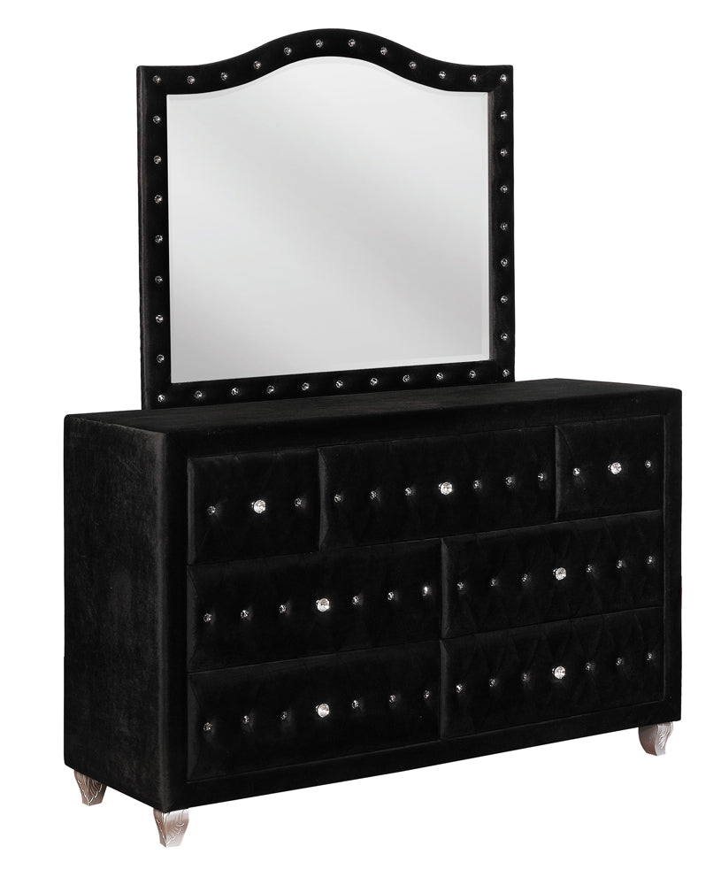 Deanna Upholstered Dresser Mirror Black