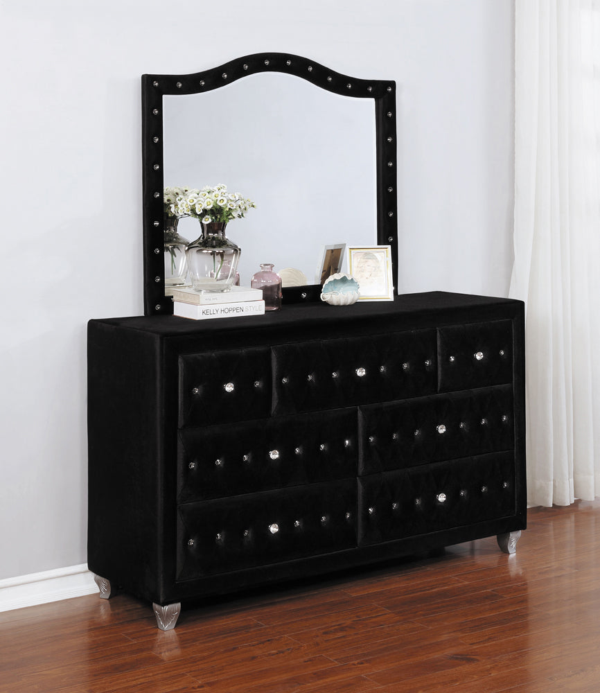 Deanna Upholstered Dresser Mirror Black