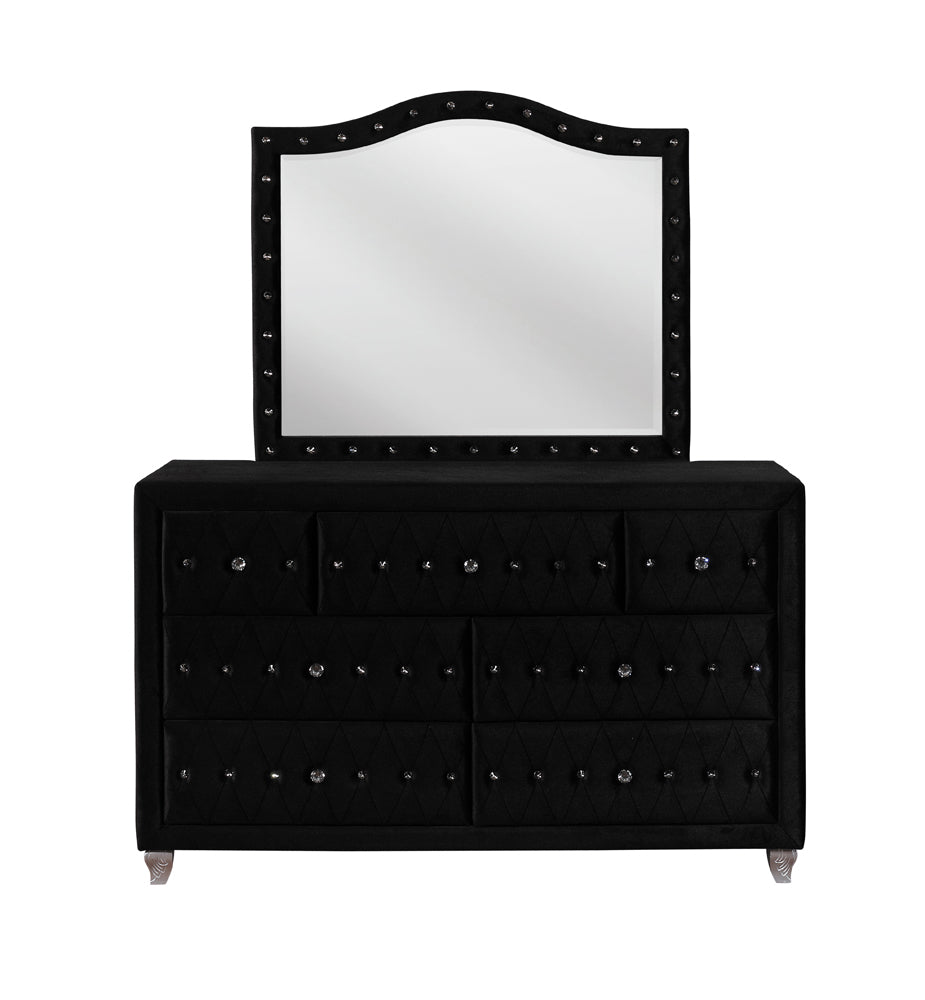 Deanna Upholstered Dresser Mirror Black