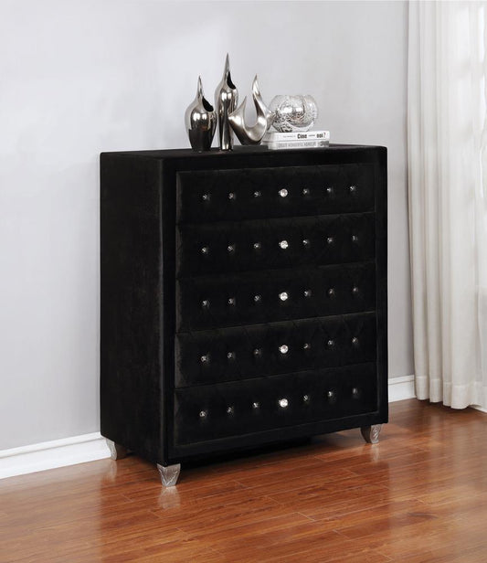 Deanna Contemporary Black and Metallic Chest - ATL FURNITURE