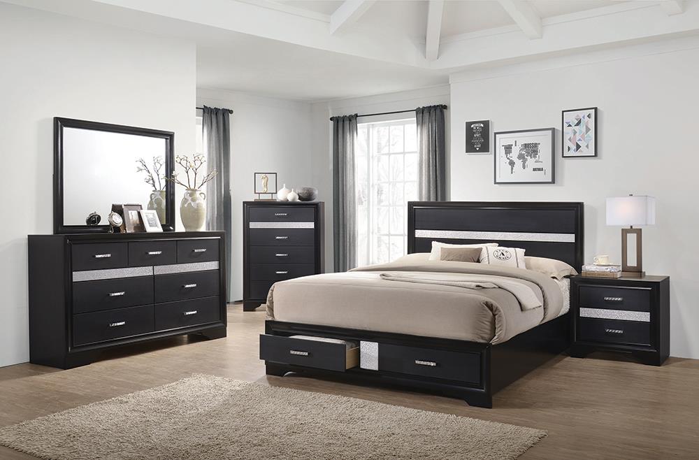 Miranda Contemporary Black Eastern King Bed - ATL FURNITURE