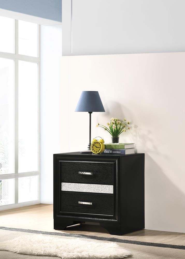 Miranda Transitional Black Nightstand - ATL FURNITURE